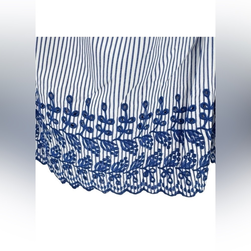 Tuckernuck Cinzia Blue Stripe Eyelet Midi Skirt Medium NWT - Picture 5 of 11